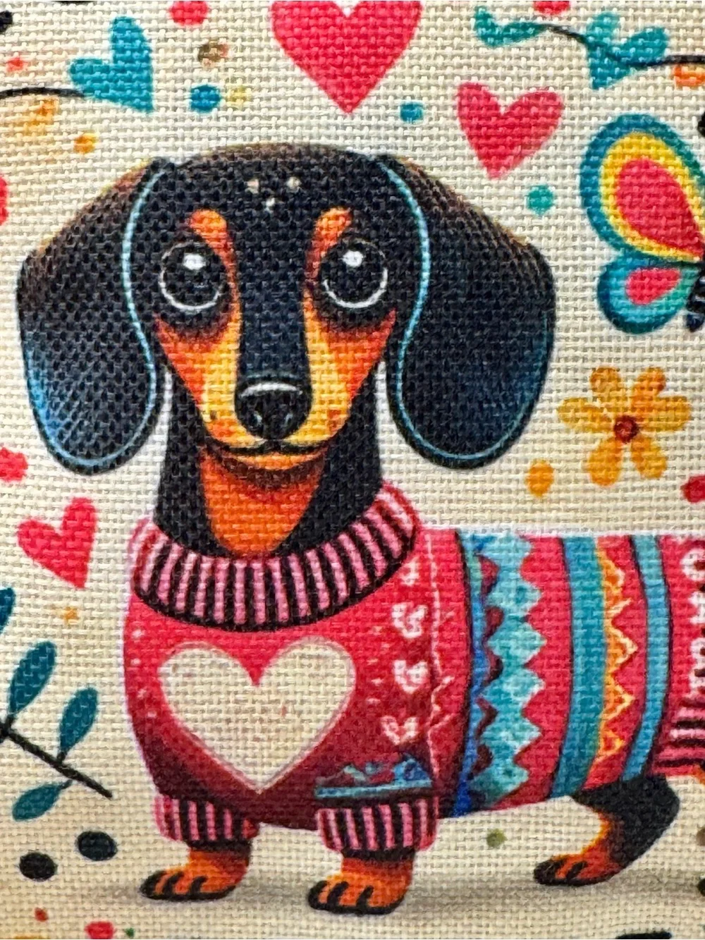 New Dachshund Mama Makeup Charger Dog Supplies Zippered Bag w/ Charm - 9.5”